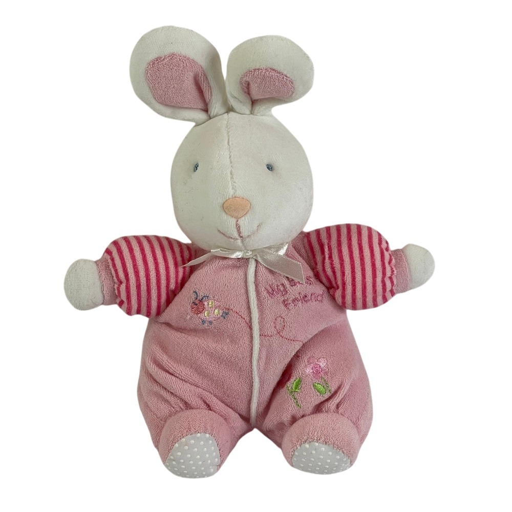 Prestige Carters Best Friend Pink Bunny Rattle Plush Stuffed Toy Lovey 10"